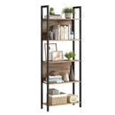 VASAGLE 5-Tier Bookshelf, Book Shelf, Industrial Bookcase, Steel, Brown/Black - Like New