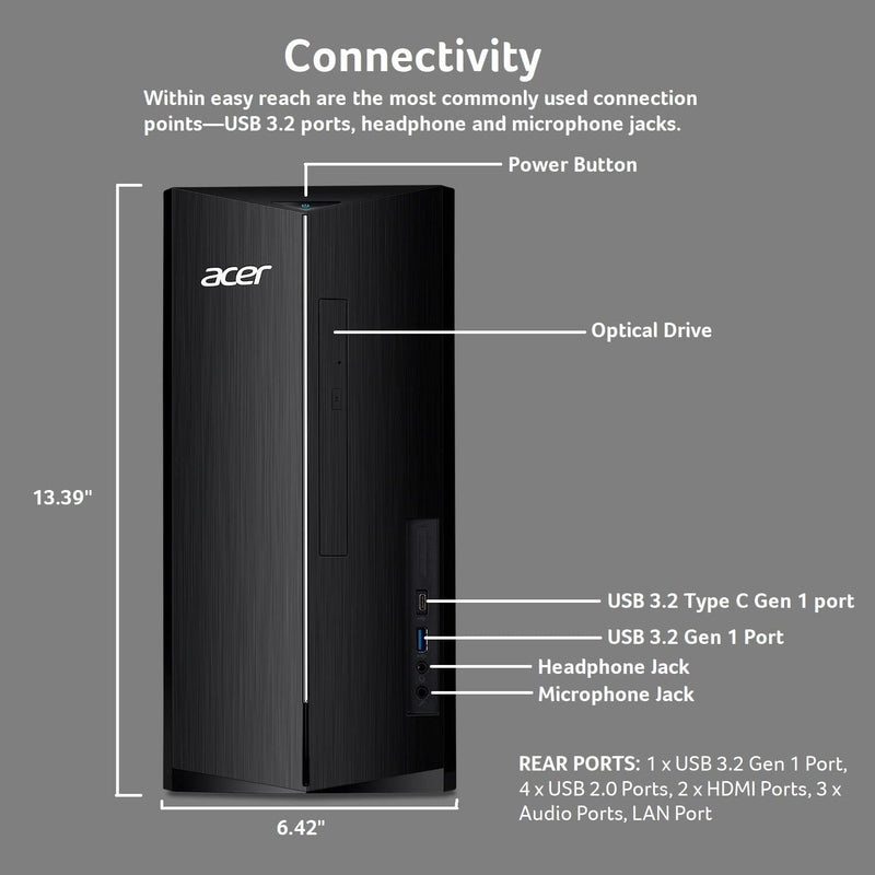 Acer Aspire TC-1760-UA92 Desktop i5-12400 12GB 512GB SSD Windows 10 Home - Black Like New