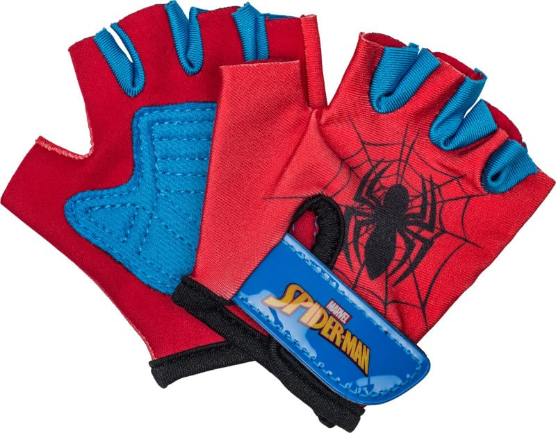 MARVEL SPIDER-MAN KIDS' BIKE PAD AND GLOVE SET - BLUE/RED - Like New