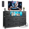 WLIVE BLACK TV STAND 45 50 55 INCH TV LIGHTS CHARGING ASNG114 - CHARCOAL BLACK - Like New