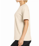 BLUE ICE WOMEN'S LOOSE FIT SHORT SLEEVE CREW NECK SOLID TEE - SIZE: L - NATURAL - Brand New