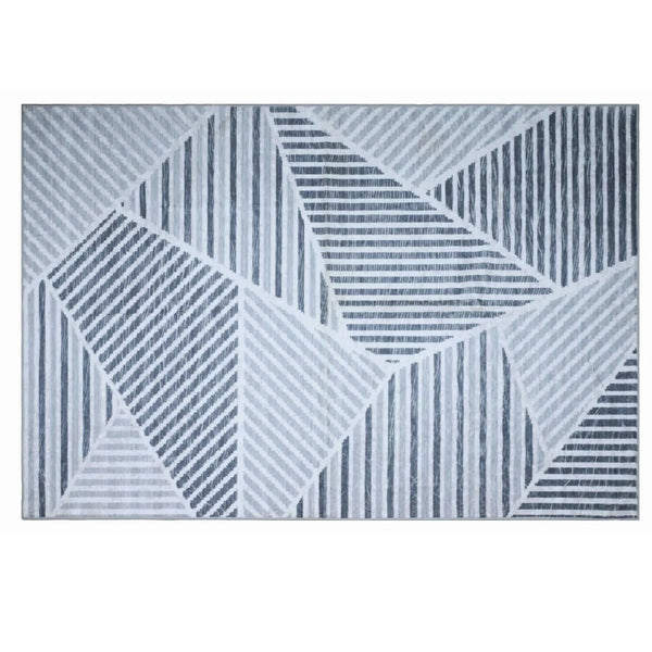 BIBB HOME WASHABLE FLANNEL PRINTED AREA RUG LATEX BACK 5X7 - GEOMETRIC STRIDE - Like New