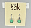 THE SAK CUSHION STONE LEVERBACK DANGLE EARRINGS NWT WOMENS - SILVER & AQUA - Like New