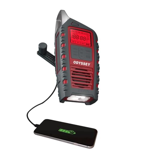 ETON ODYSSEY HAND CRANK NOAA WEATHER RADIO NFRX6ODYSSEY - RED - Like New