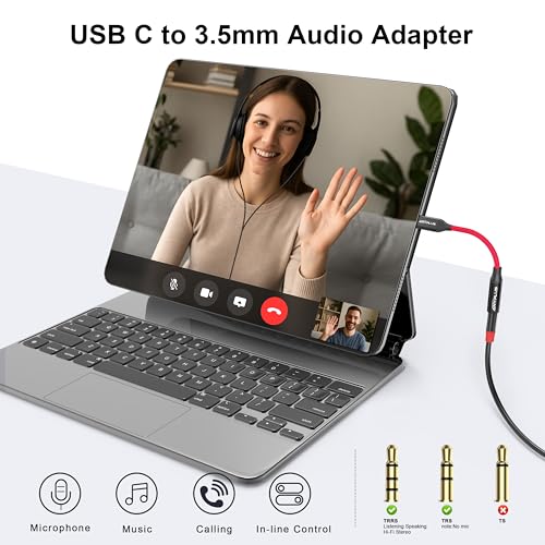 ANYPLUS USB C TO 3.5MM AUDIO ADAPTER TYPE C TO 3.5MM FEMALE HEADPHONE - RED - Like New