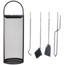 Sunnydaze 4-Piece Fireplace Tool Set with Stand - Indoor Hearth Accessories - Brand New