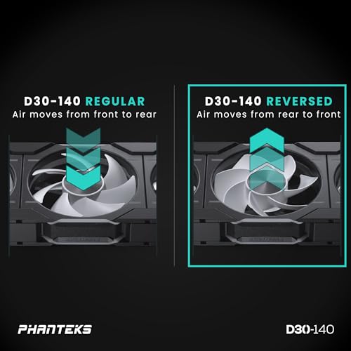 PHANTEKS D30-140 DRGB PWM FAN REVERSE AIRFLOW MODEL PH-F140D30RDRGBPWMBK01 BLACK - Like New