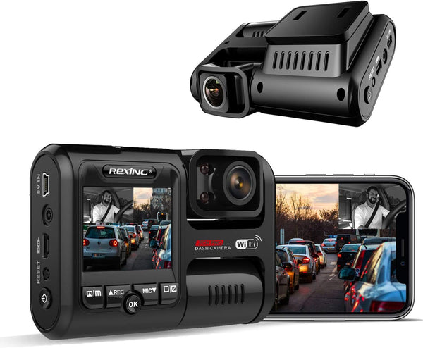 Rexing W202 Front and Inside Cabin 1080p Full HD Wi-Fi Dash Cam Like New