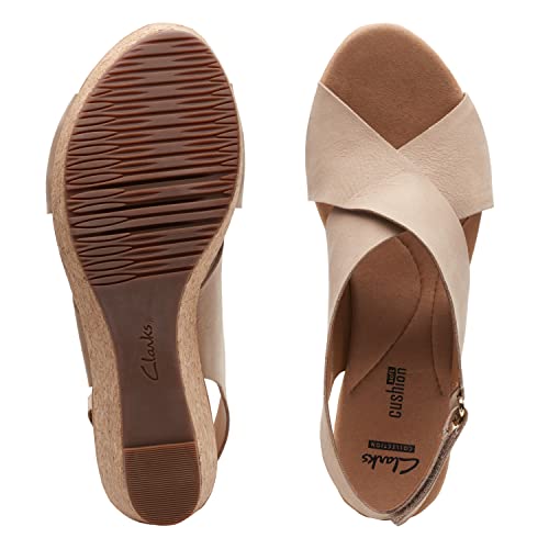 261248684050 CLARKS WOMEN ANNADEL EIRWYN WEDGE SANDAL SAND NUBUCK SIZE 9.5 - Like New