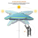 MOVTOTOP 6.5 FT BEACH UMBRELLA SAND ANCHOR TILT ALUMINUM POLE - BLUE/GREEN - Like New