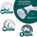 Sticque Rechargeable Electric Spin Scrubber with Long Extension Arm - Blue/White - Brand New