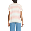 LANDS' END WOMEN'S RELAXED SUPIMA COTTON T-SHIRT IVORY/PEACH BRETON STRIPES S - Brand New