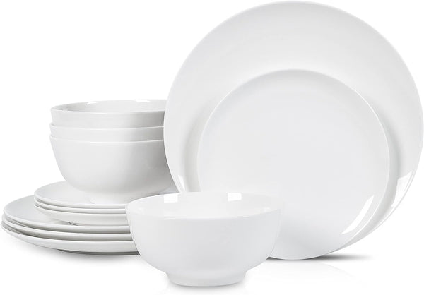 Stone Lain Blair Bone China 12 Piece Dinnerware Set - White - Like New