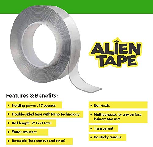 Bell Howell Alien Tape Nano Double Sided Tape 7ft 3 Pack 21ft 7156MO - Clear - Like New