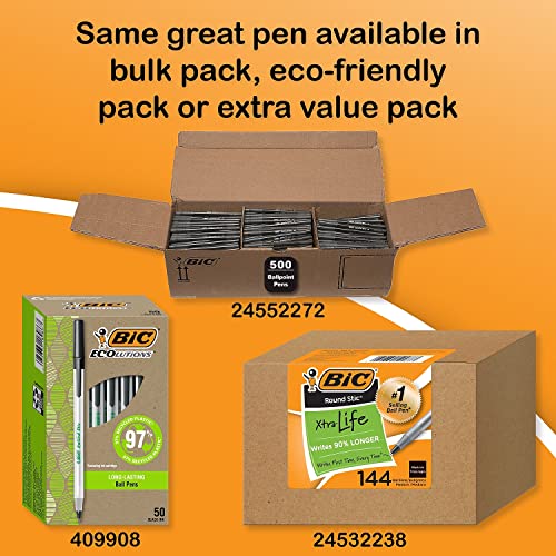 BIC XTRA LIFE ROUND BALLPOINT PEN MEDIUM (1.0MM) BLACK 60-COUNT GSM609 - BLACK - Brand New