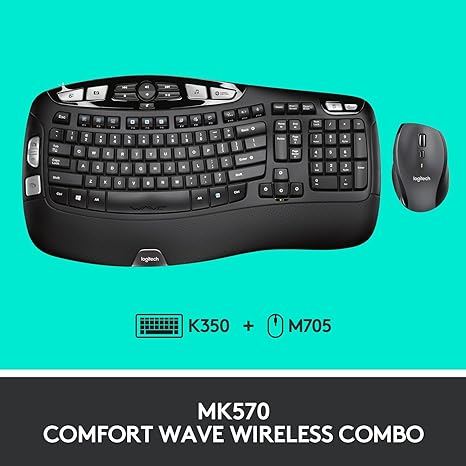 Logitech MK570 Wireless Wave Keyboard and Mouse Combo - Black Like New