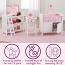 Badger Basket Wooden Baby Doll High Chair with Tray & Bib - White/Pink - Brand New