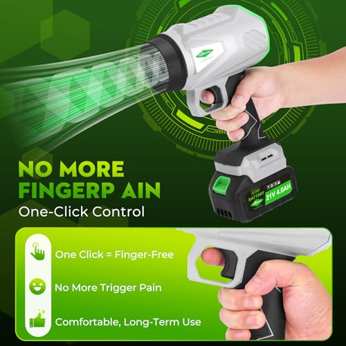 NINETREES LEAF BLOWER CORDLESS BATTERY CHARGER 1000,000 RPM 395CFM 1000G GREEN - Like New