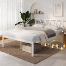 Novilla 18 Inch King Size Bed Frame with Headboard, White Metal Platform - Like New