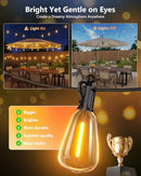 BRIGHTOWN 52FT SOLAR STRING LIGHTS OUTDOOR, 15+2 LED BULBS - - Scratch & Dent