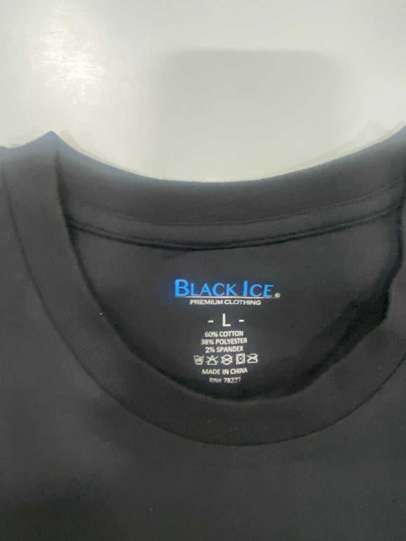 BLACK ICE PLAIN SHORT SLEEVES T-SHIRT, SIZE: MEN L - BLACK - Brand New