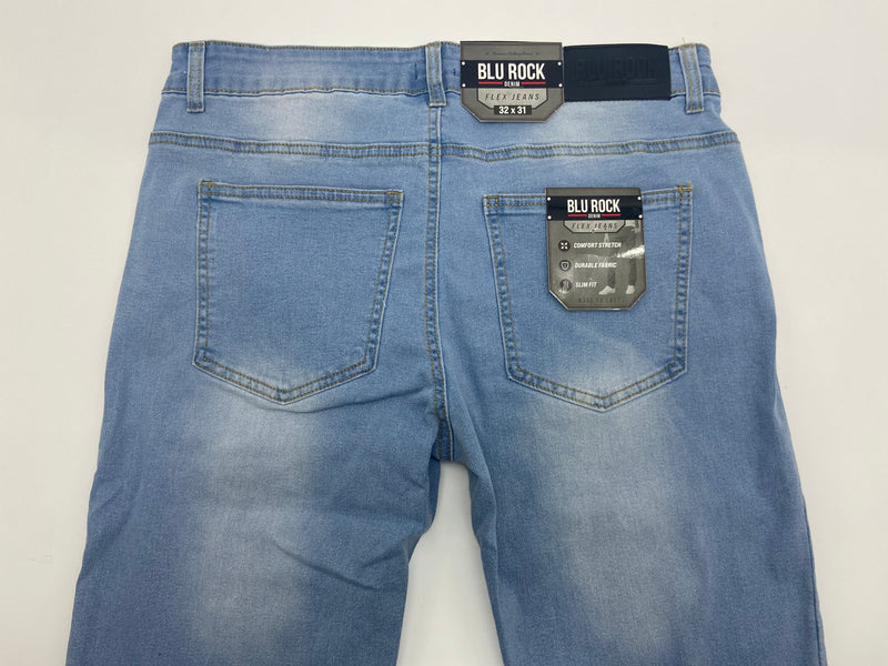 BLU ROCK STRETCH MEN’S DENIM FLEX JEANS - SIZE: MEN 32X31 - LIGHT BLUE - Brand New