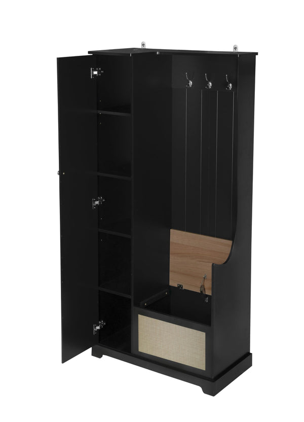 GENERIC WARDROBE, LOCKER HALL TREE WITH BENCH, LOCKER, ANTI-TIPPING, - BLACK - Like New
