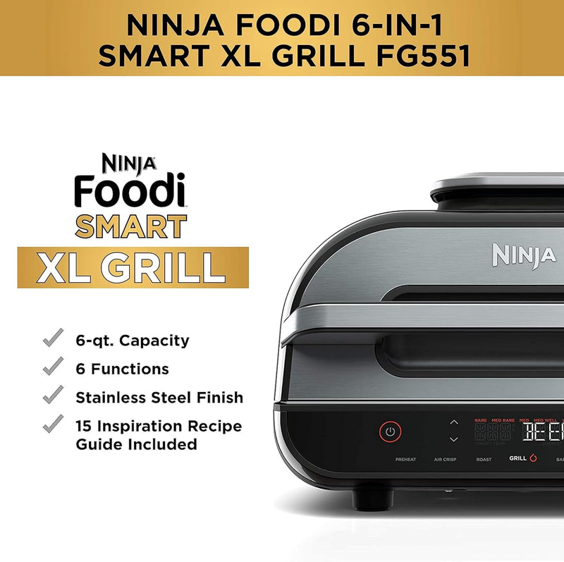 Ninja FG551H Foodi Smart 6 in 1 Indoor Grill with Air Fryer - - Scratch & Dent