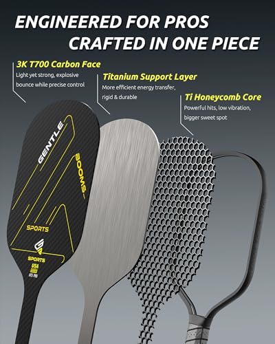 GENTLE BOOMS SPORTS GBS PICKLEBALL PADDLE 3K RAW T700 CARBON FIBER 14MM - Like New