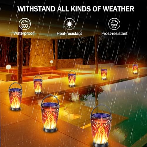 OPIYTQVB SOLAR LANTERNS OUTDOOR WATERPROOF HANGING SOLAR LANTERN - BLACK - Like New