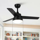 VACZON 42" DOWNROD MOUNT STANDARD CEILING FAN LIGHT REMOTE 3 BLADE - MATTE BLACK - Like New