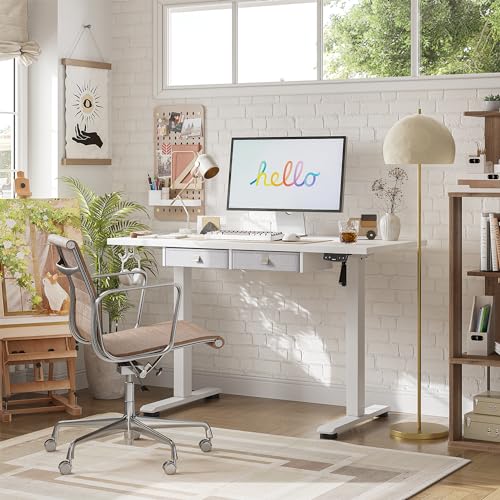 AGILESTIC STANDING DESK, 63 X 24 INCHES SIT STAND UP COMPUTER TABLE, WHITE - Like New