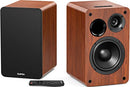 Saiyin Bluetooth Bookshelf Speakers Record Player Standard Speaker Out - BROWN - Like New