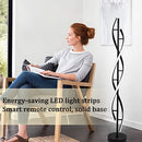 FODIEME MODERN SPIRAL FLOOR LAMP BLACK WITH REMOTE CONTROL STANDING LAMP 30W - Like New