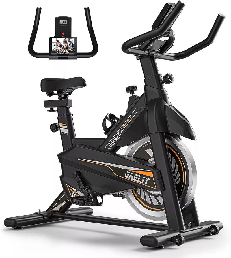 MGDYSS EXERCISE BIKE-STATIONARY INDOOR CYCLING BIKE - BLACK/ORANGE - Like New