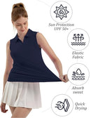 FKEEP Women's Sleeveless Polo Golf Tennis Shirt Tank Tops V-Neck MIDNIGHT BLUE M - Like New