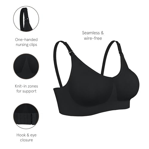 BRAVADO NURSING BRAS BREASTFEEDING BODY SILK SEAMLESS VPLS XL/TG - BLACK - Like New