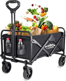 COLLAPSIBLE WAGON CARTS FOLDABLE, HEAVY DUTY BEACH FOLDING WAGON CART - BLACK Like New