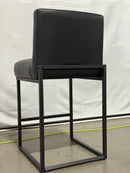 CARTERCHAIRR SET OF 2 FAUX LEATHER MODERN KITCHEN BAR COUNTER STOOLS METAL LEGS - Like New