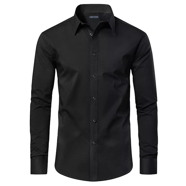 JAMES TAILOR DRESS SHIRT JMLS-350BK - SIZE: MEN XL - BLACK - Brand New