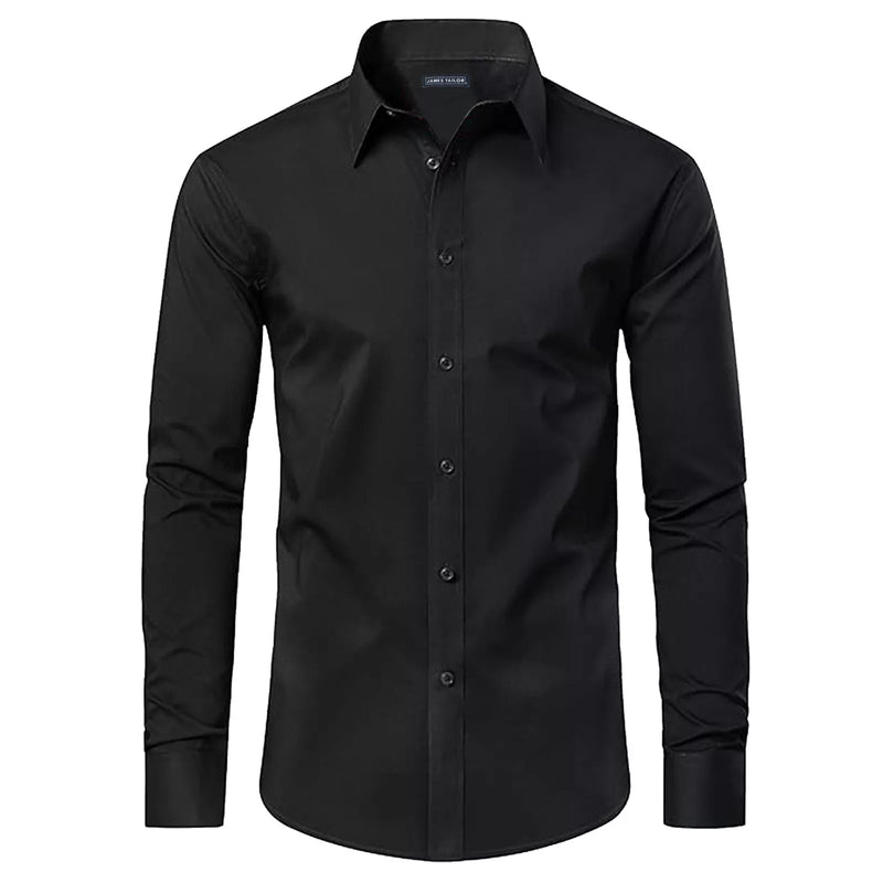 JAMES TAILOR DRESS SHIRT JMLS-350BK - SIZE: MEN XL - BLACK - Brand New