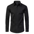 JAMES TAILOR MEN' SLIM FIT LONG SLEEVE STRETCH DRESS SHIRT - SIZE: MEN L - BLACK - Brand New
