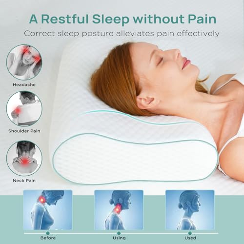 RELEEP CERVICAL NECK PILLOW, SIDE SLEEPER, ADJUSTABLE CONTOUR, QUEEN - GREEN - Like New