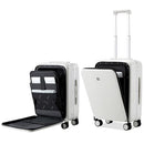 Hanke 20" Carry On Luggage Front Pocket Aluminum Frame Hard Shell - Smoke White - Brand New