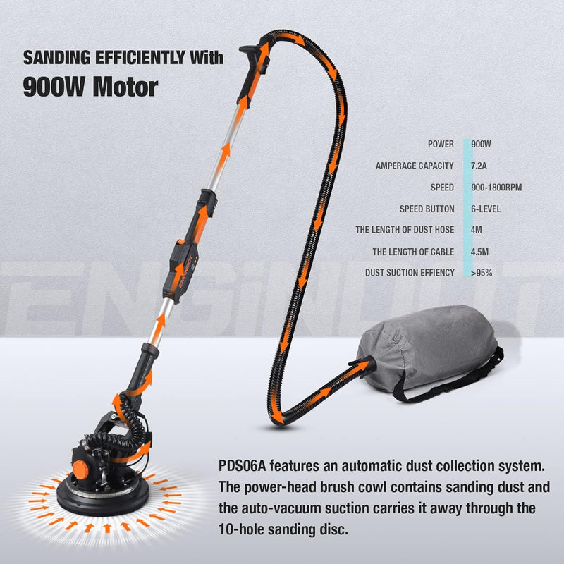 ENGINDOT Drywall Sander 7.2 A, 900W Electric Wall Sander - BLACK/ORANGE Like New