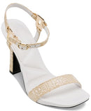 KL257921 WOMEN'S CYBIL EVENING ANKLE STRAP DRESS HEEL SIZE 8.5 NAT/WHITE - Like New