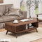 Coffee Table,Mid Century Modern Table with Storage,Sliding Fence Door,Walnut - Like New