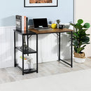 Homy Casa Black Brown Wood Top Contemporary Writing Table with Storage Shelves - Brand New