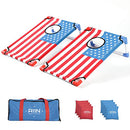 A11N SPORTS Portable PVC Framed Cornhole Game Set 8 Bean Bags Carrying Bag Flag - Like New