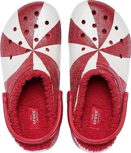 CROCS CLASSIC HOLIDAY CLOG MEN'S 7 WOMEN'S 9 CANDY CANE RED/WHITE - Brand New